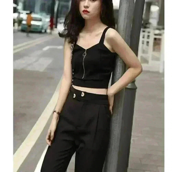 WOMENS BLACK CROP TOP - Picture 4 of 11